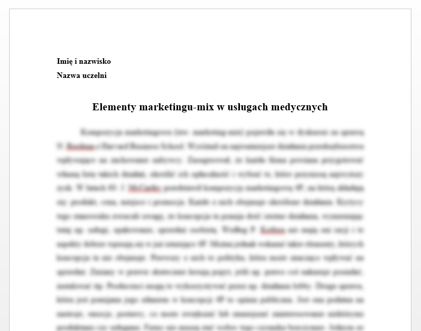 Esej: Elementy marketingu-mix w usługach medycznych